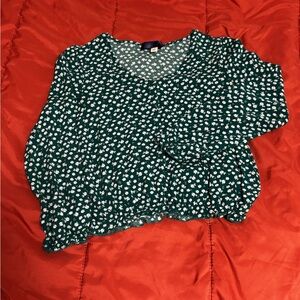 Blue Rain Green Floral Blouse